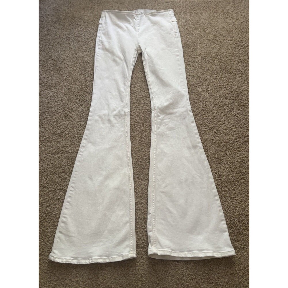 Free People Just Float On Flare Jeans White Bell Bottom Pull On Size 28R